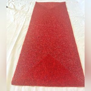 Beaded Red Table Runner Centerpiece Valentine’s Day ❤️ 35” x   13”